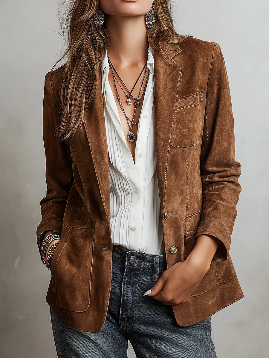 Women's Brown Suede Look Jacket - image 1