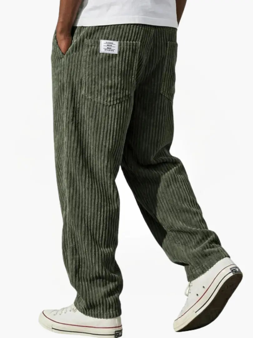 Men's Corduroy Look Trousers with Straight Leg and Pull-On Waistband - image 8