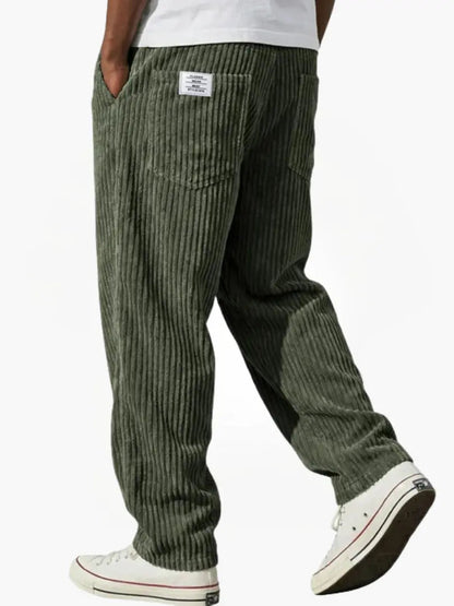 Men's Corduroy Look Trousers with Straight Leg and Pull-On Waistband - image 8