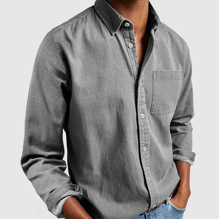 Men's Classic Button-Up Shirt with Chest Pocket - image 4
