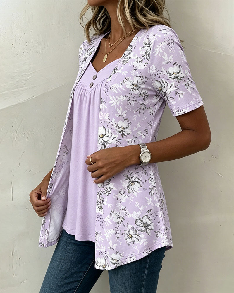 APRIL | FLORAL TWO-PIECE LOOK T-SHIRT