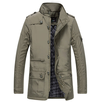 Men's Winter Jacket with Zip and Button Fastening and Multiple Pockets - image 2