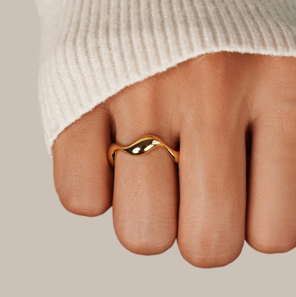 Women's Gold-Tone Wave Ring - image 2