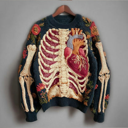 Women's Anatomy Art and Floral Print Jumper - image 5