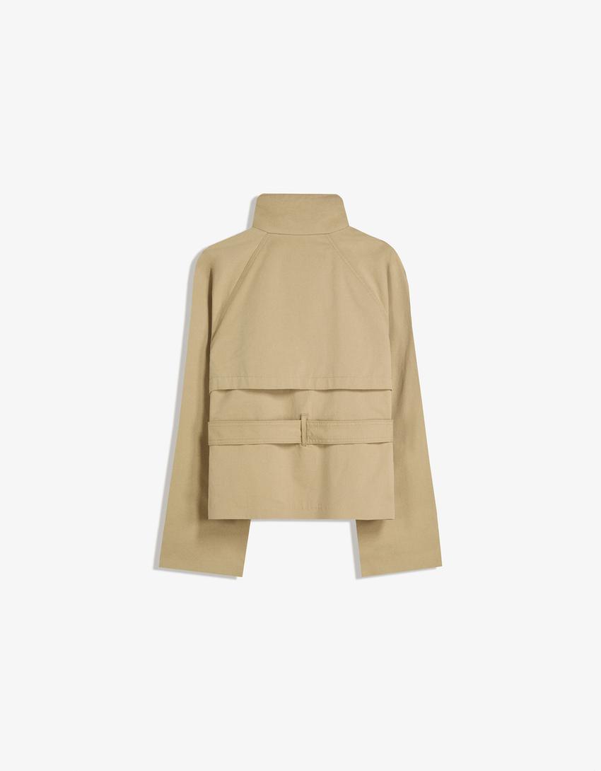 Women's Cropped Trench Coat with Belt - image 5