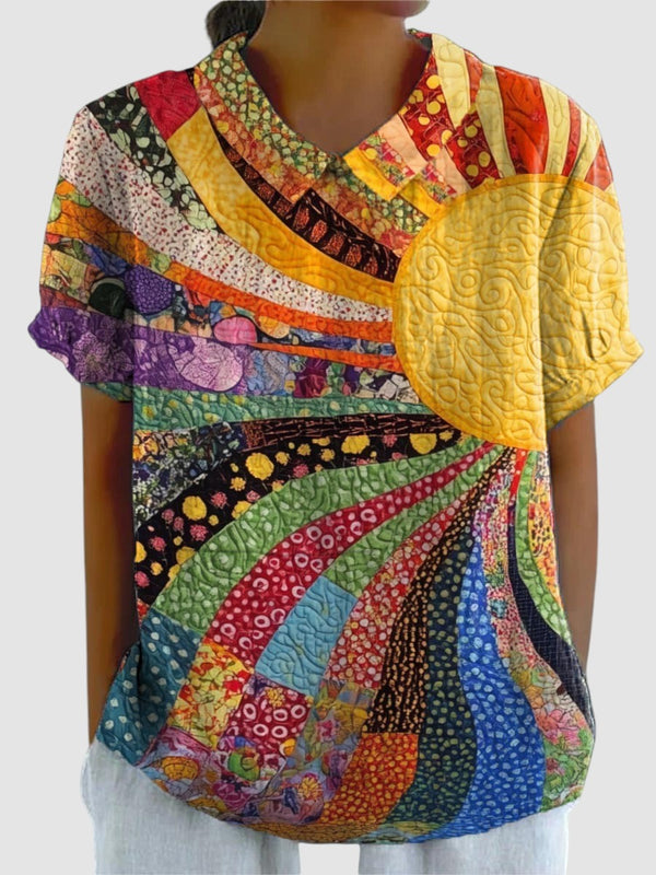 BILIANA | SUNBURST PATCHWORK T-SHIRT