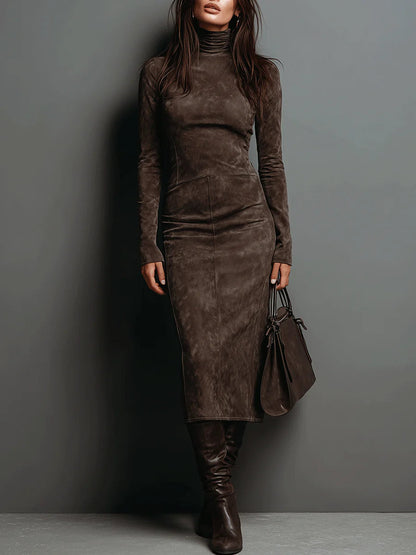 Lorène | Long Brown Midi Dress