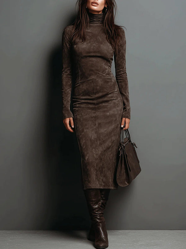 Lorène | Long Brown Midi Dress