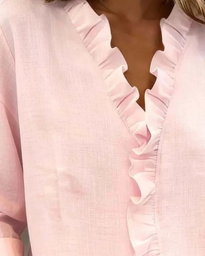 MALIYA | RUFFLED V-NECK BLOUSE