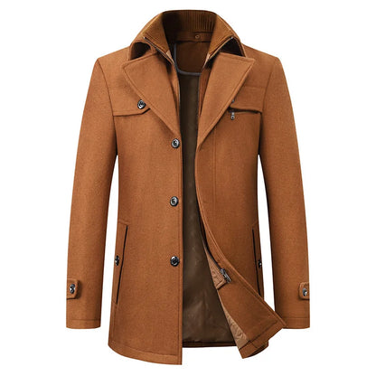 Men's Winter Coat with Zip and Button Fastening and Pockets - image 5