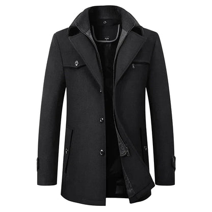 Men's Winter Coat with Zip and Button Fastening and Pockets - image 1