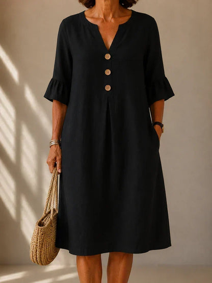 Lina | Buttoned Box Pleat Dress