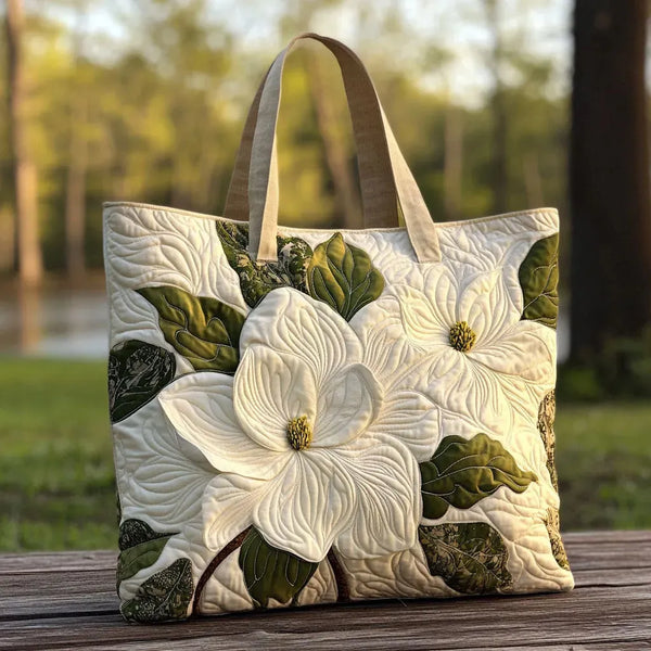 Padded Artisan Bag - Elegant White Lilies