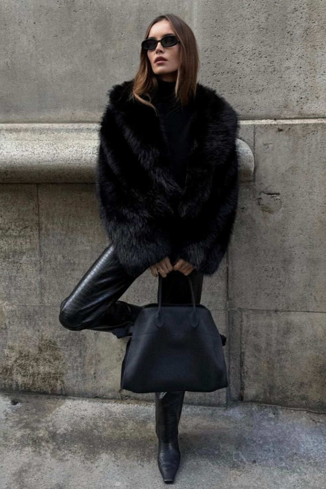 Women's Black Faux Fur Jacket - image 9