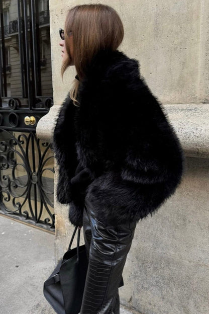 Women's Black Faux Fur Jacket - image 7