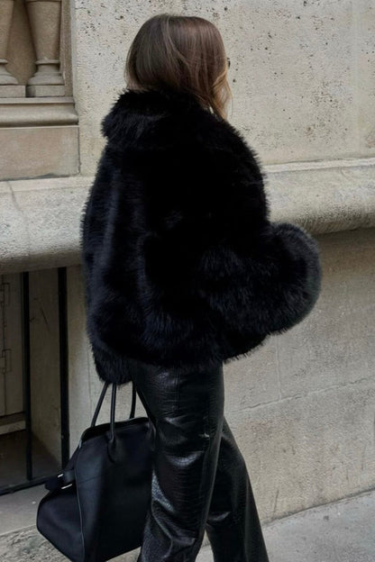 Women's Black Faux Fur Jacket - image 6