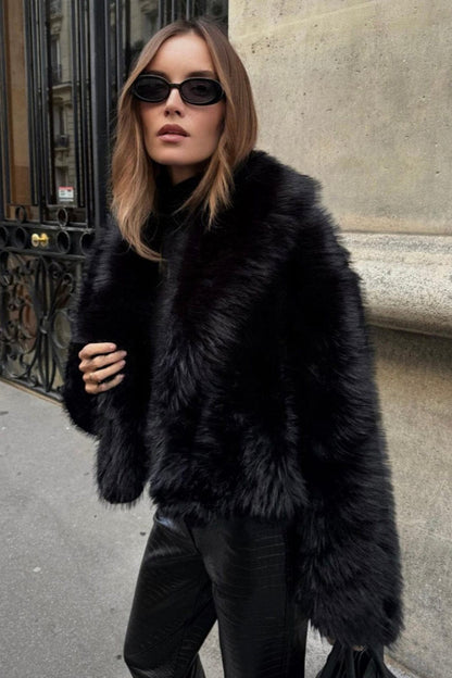 Women's Black Faux Fur Jacket - image 5