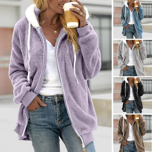 Women's Hooded Fleece-Look Coat - image 1