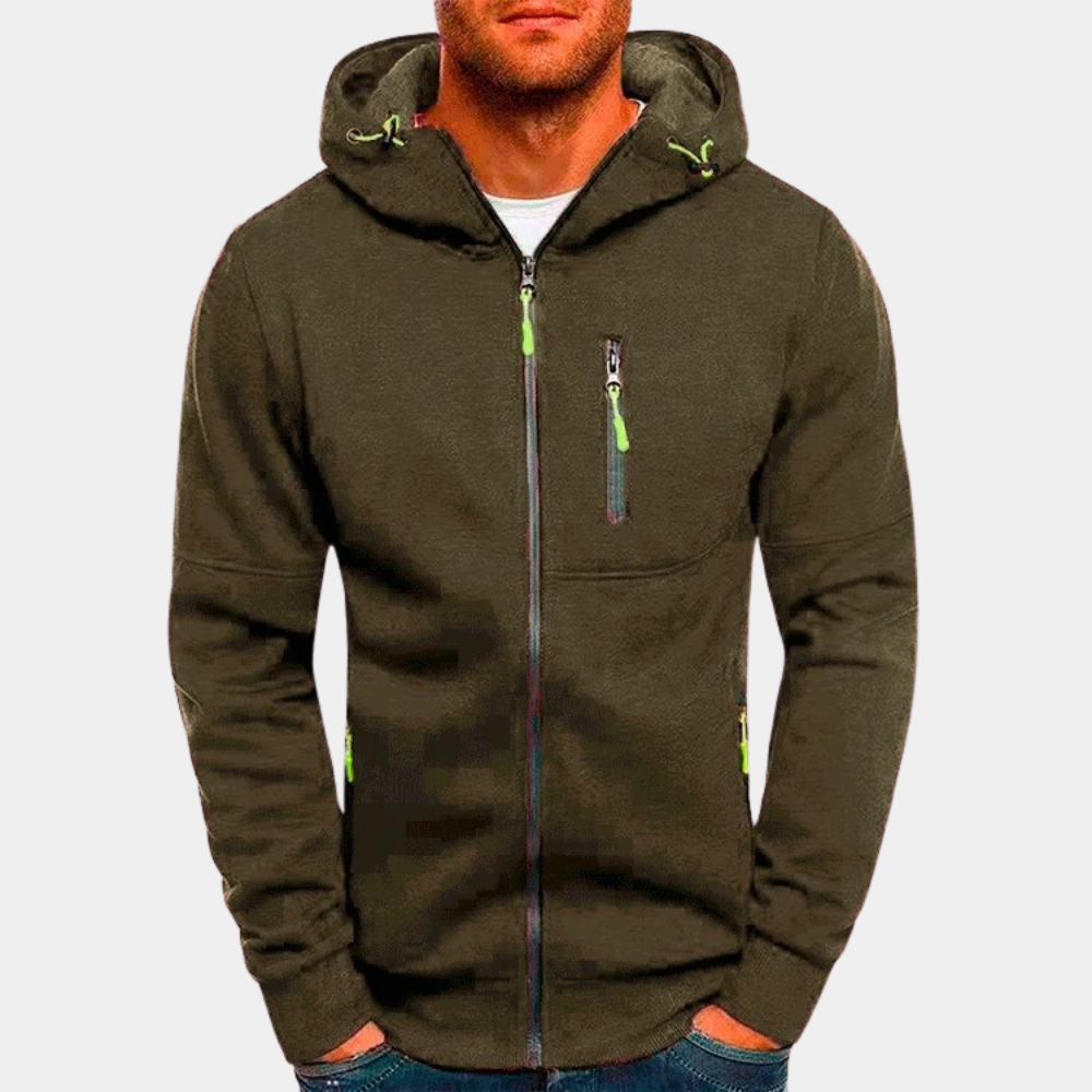 Men's Full Zip Hoodie - olive green