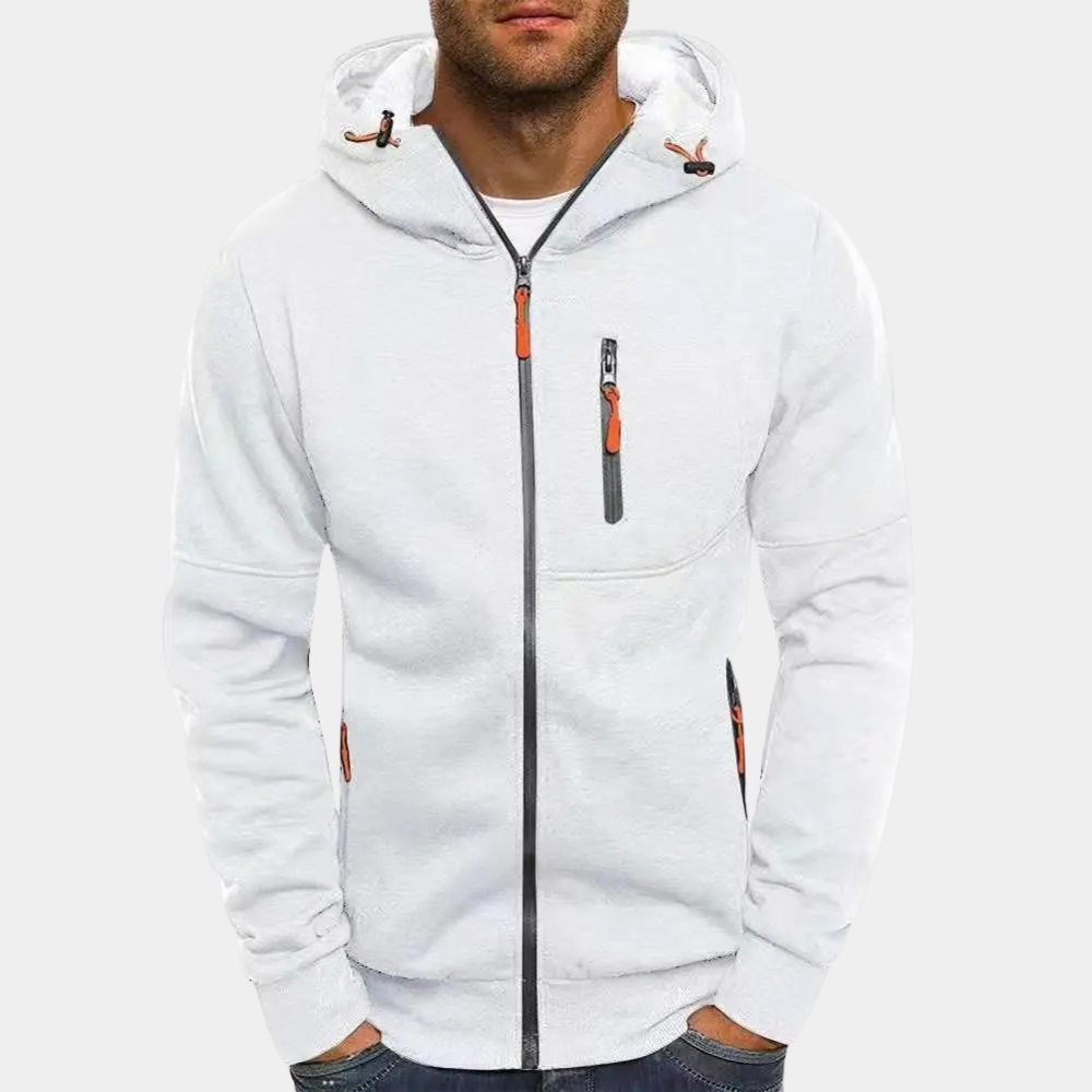 Men's Full Zip Hoodie - white