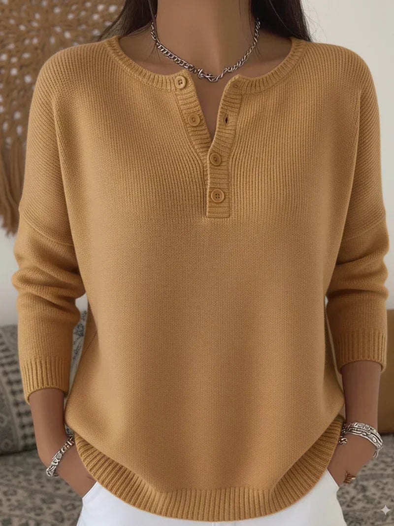 Helena | Henley Button Knit Jumper