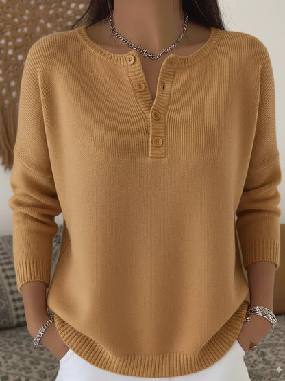 Helena | Henley Button Knit Jumper