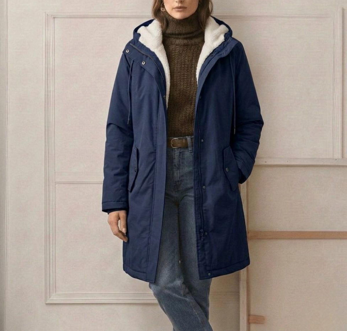 Women's Longline Hooded Coat with Adjustable Hood - image 6
