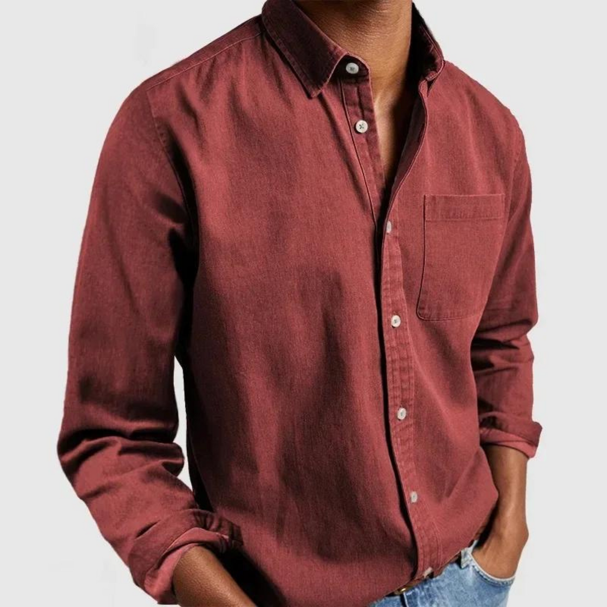 Men's Classic Button-Up Shirt with Chest Pocket - image 10