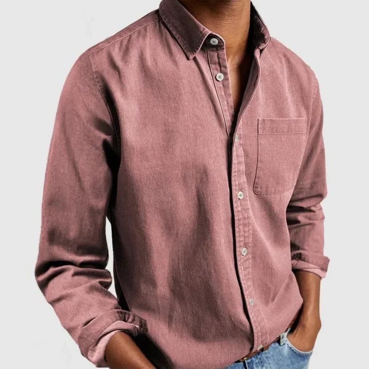 Men's Classic Button-Up Shirt with Chest Pocket - image 6