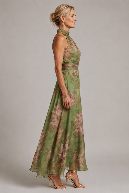 Julie | Floral Halter Neck Dress