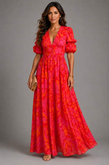 Olympe | Fluid Dress in Pink and Orange