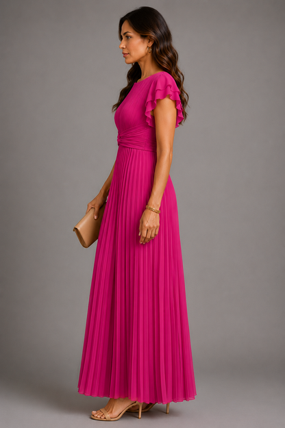 Sélène | Glamorous Pleated Maxi Dress
