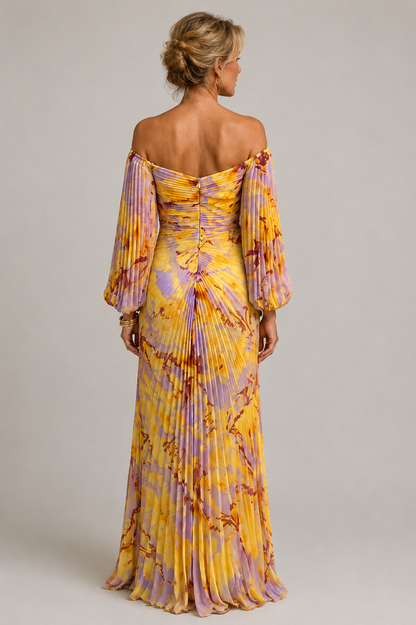 Marielle | Long Floral Dress with Deep Neckline