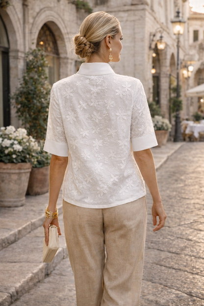 VENEZIA™ - Embroidered High-Neck Blouse