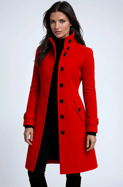 Women's Long Trench Coat with High Collar - image 2