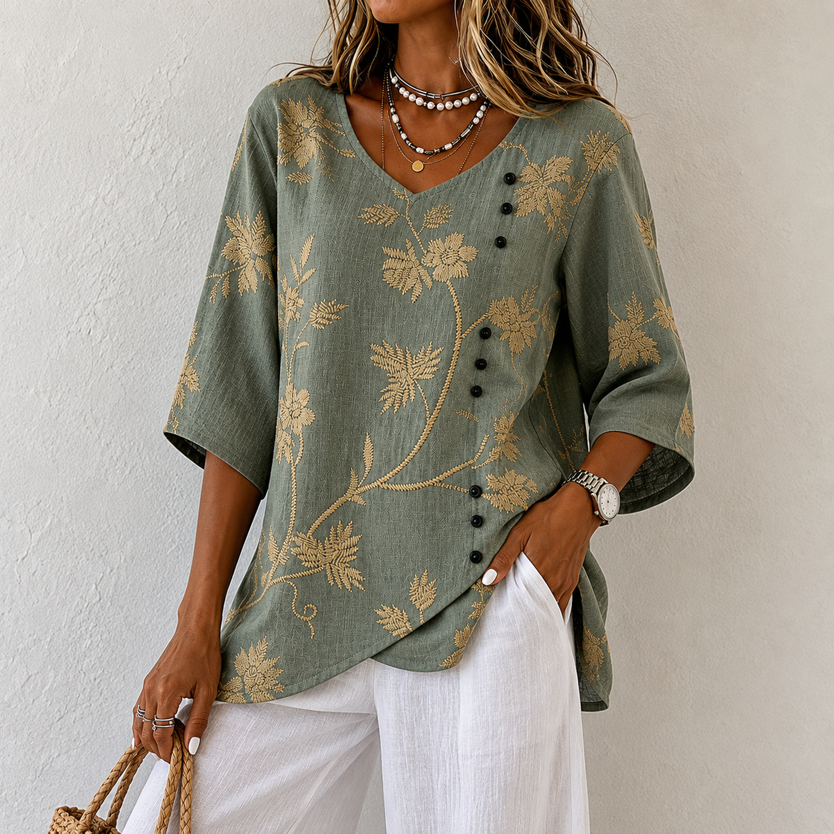 DENISE - Floral Embroidered Blouse