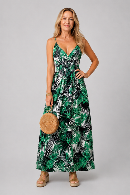Gisèle | Floral Midi Dress with V-Neck