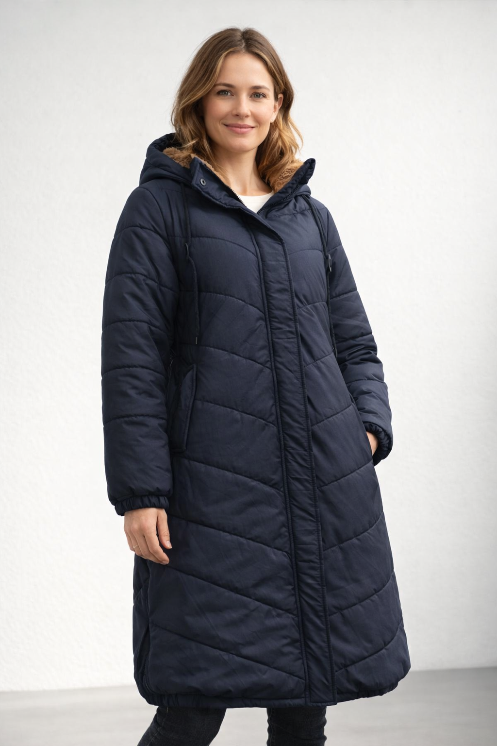 Women's Long Quilted Hooded Coat - image 1