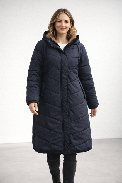Women's Long Quilted Hooded Coat - image 2