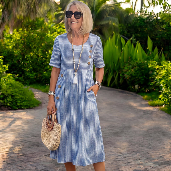 Julia | Striped Midi Dress