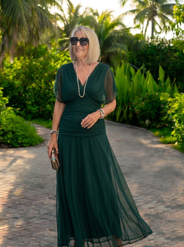 Luisa | Elegant Long Party Dress with V-Neck
