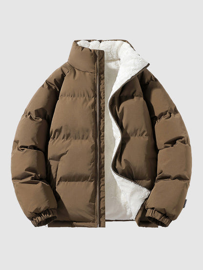 Women's Lined Puffer Jacket - brown side