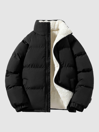 Women's Lined Puffer Jacket - black and beige