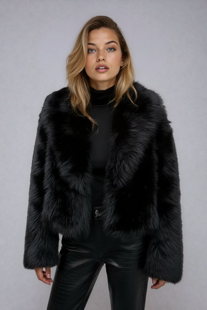 Women's Black Faux Fur Jacket - image 4