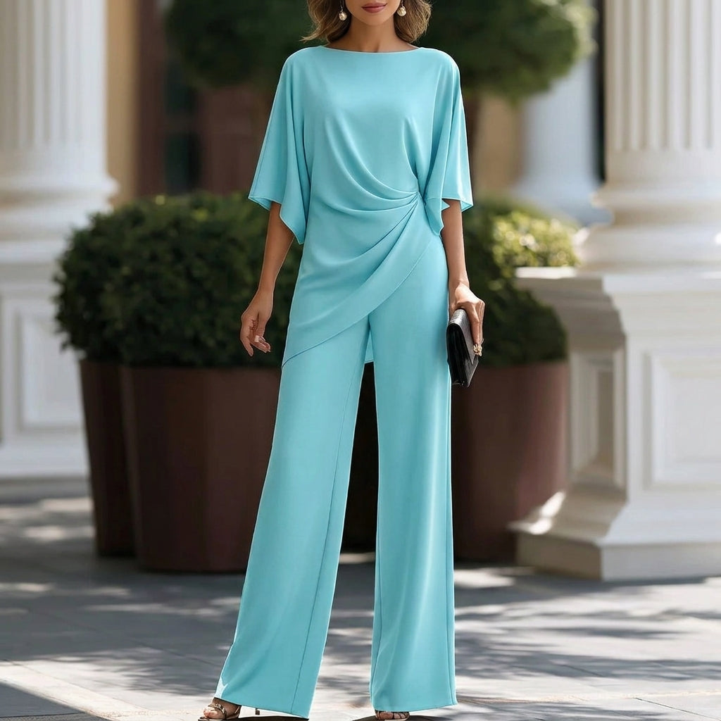 Gabriela | Draped Blouse and Wide Trousers Set