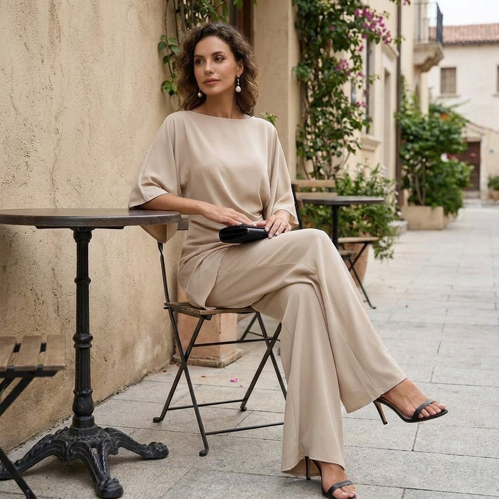 Gabriela | Draped Blouse and Wide Trousers Set