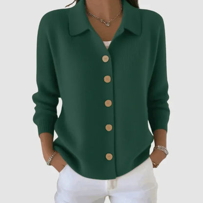 Women's Button-Up Knit Cardigan with Lapel Collar - image 8