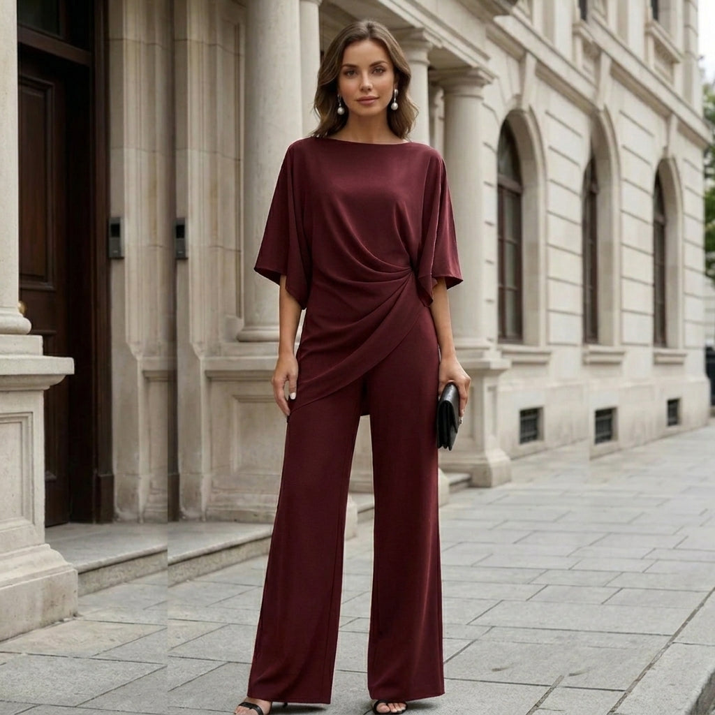 Gabriela | Draped Blouse and Wide Trousers Set