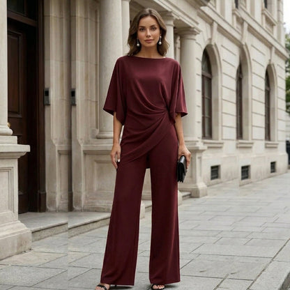 Gabriela | Draped Blouse and Wide Trousers Set