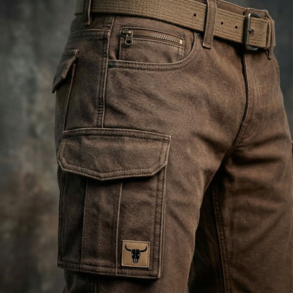 Men's Utility Cargo Trousers with Button Flap Pockets - image 3